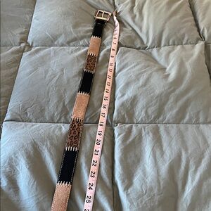 Leopard Print Belt with Black and Tan Accents